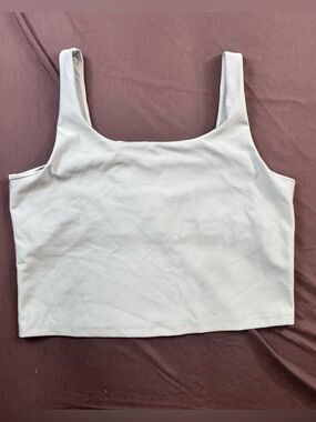 Women’s Square Neck Cropped Sports Bra Plus Size Top - Light Gray - Size 20